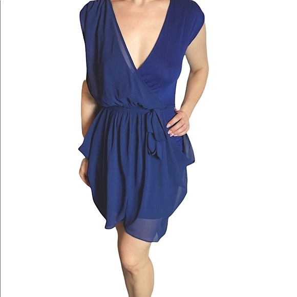 Blue Bebe Mini Dress with Sheer Draping Details size XS - Picture 3 of 5